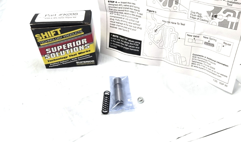 . 4T65E GM Transmission, 4T65-E Actuator Feed Limit Valve(AFL) Repair Kit, K098