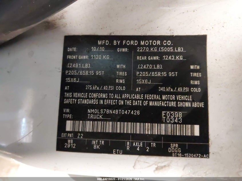 Automatic Transmission 4 Speed 2.0L Fits 10-11 TRANSIT CONNECT 232930