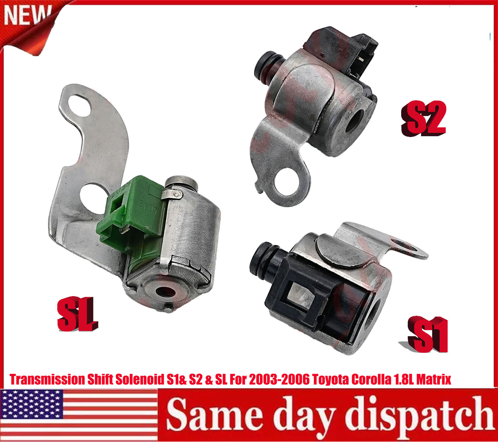 Transmission Shift Solenoid S1& S2 & SL For 2003-2006 Toyota Corolla 1.8 A245E