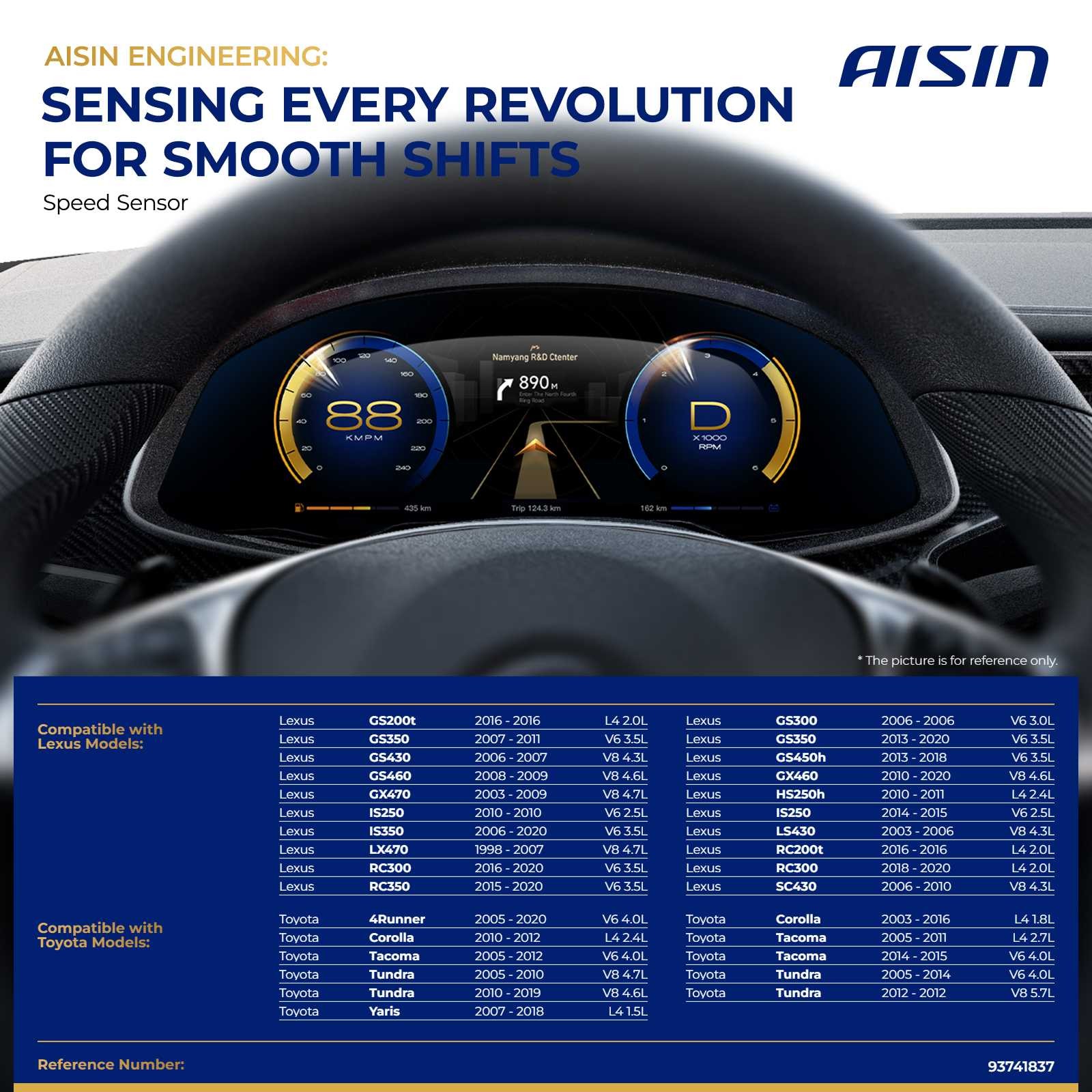 AISIN Auto Transmission Speed Sensor for Toyota Corolla Tacoma Tundra 4Runner