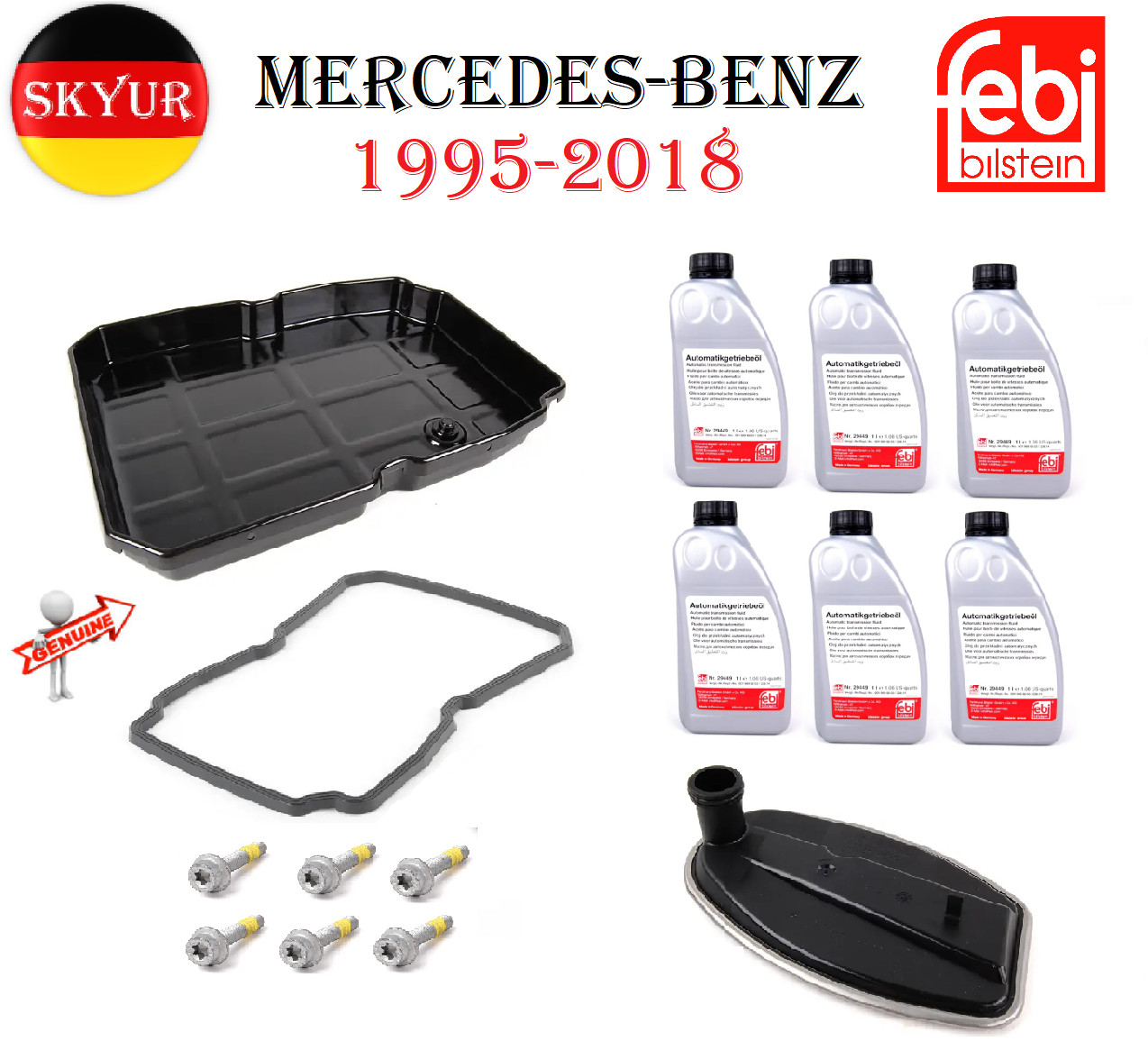 Mercedes 7-Speed Auto Transmission Oil Pan+Filter+Gasket+6 Liters Of Fluid Set
