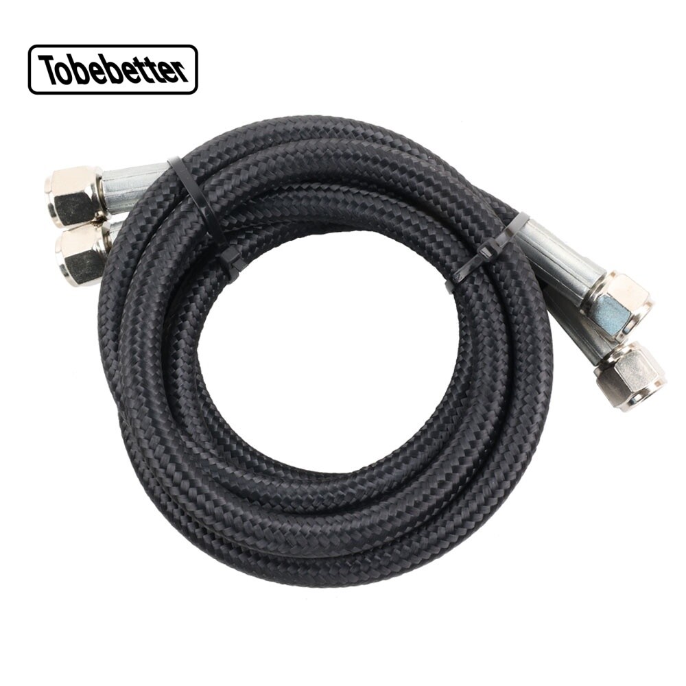 Black 52” Nylon Braided Transmission Cooler Hose Line Fitting TH350 700R4 TH400