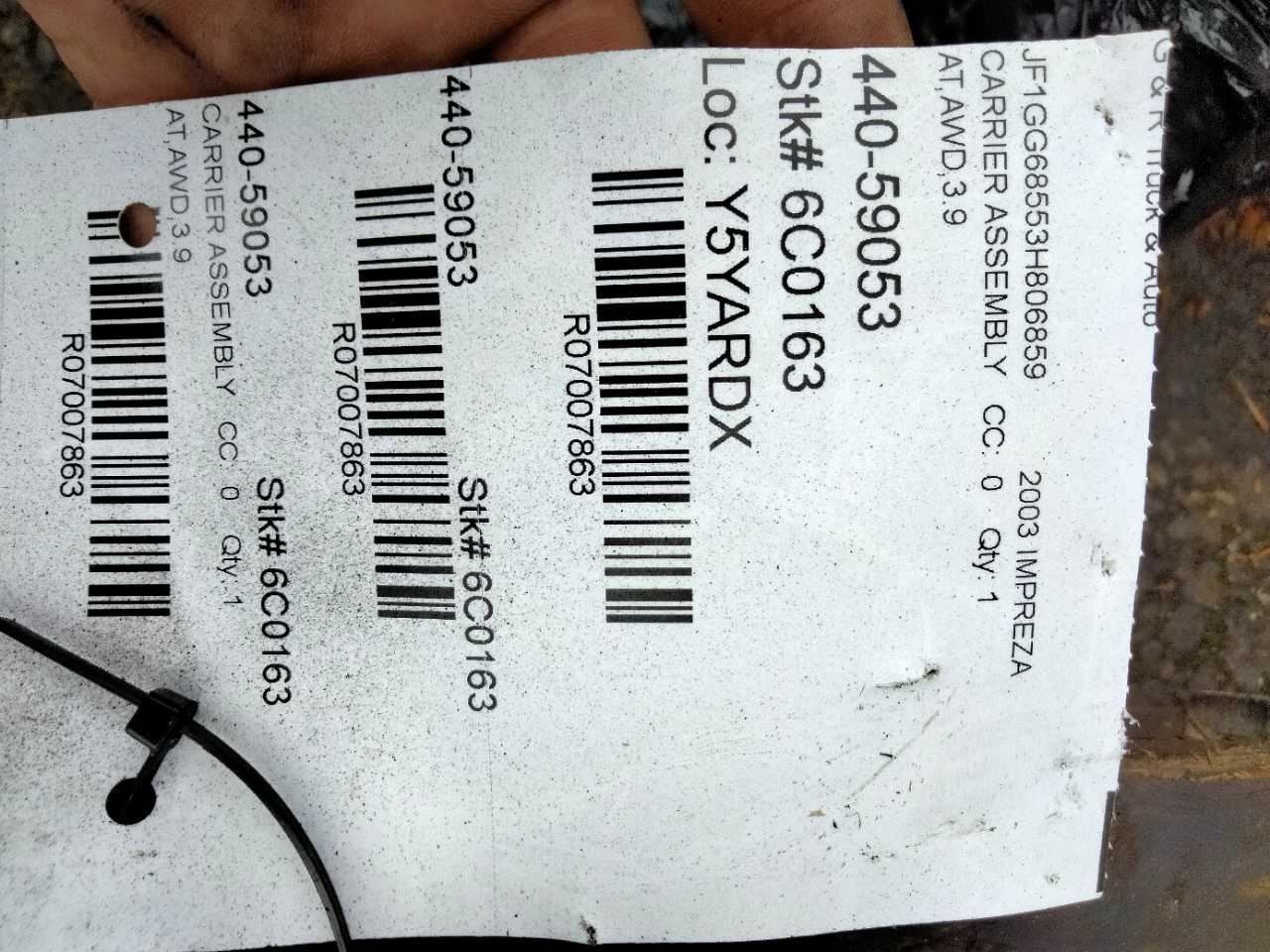 2002-2007 SUBARU IMPREZA REAR AXLE DIFF DIFFERENTIAL CARRIER ID EH