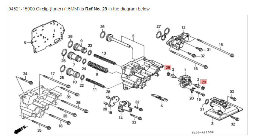 HONDA ACURA GENUINE OEM NSX Circlip (Inner) (15MM) AT Servo Body ☆ 94521-15000