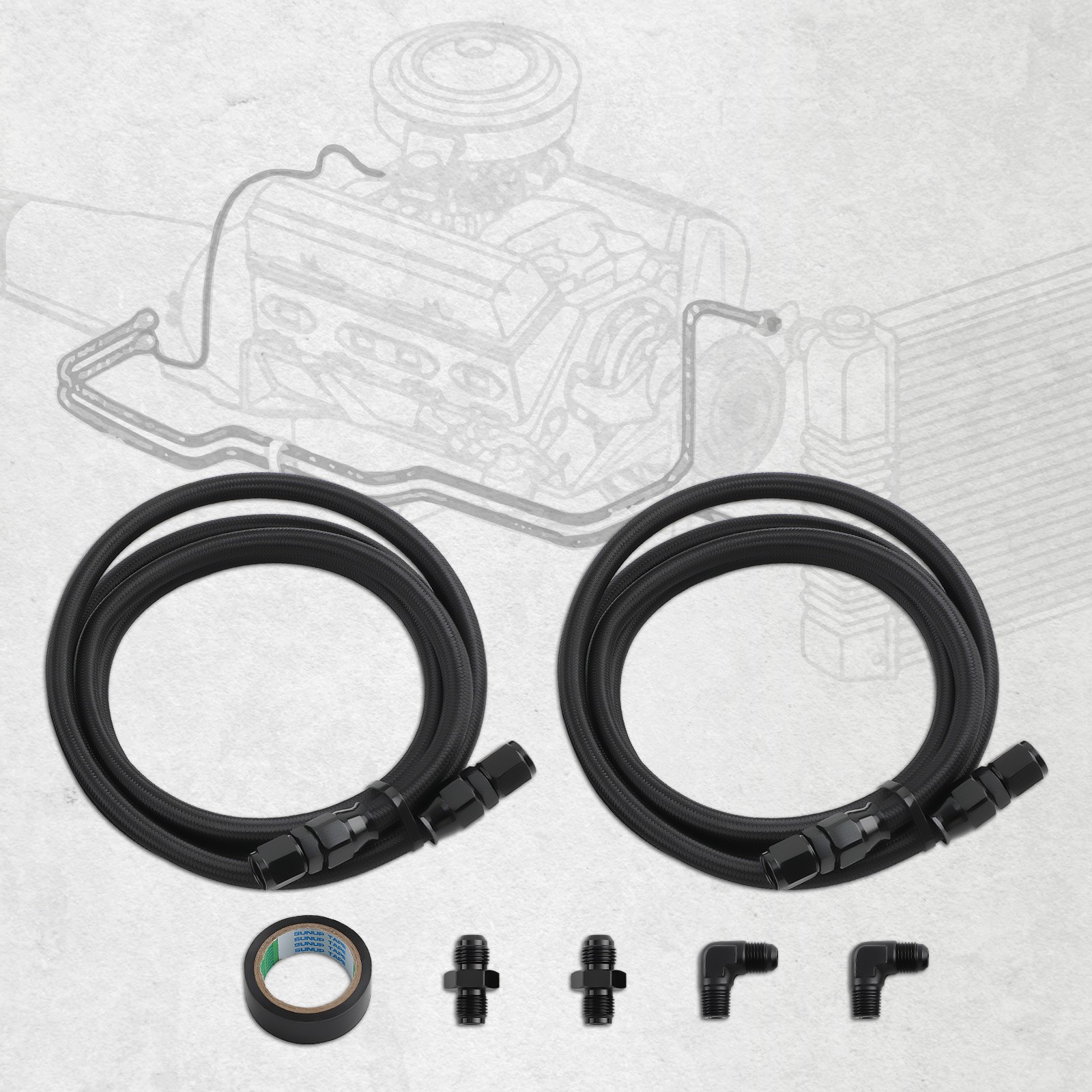 6AN PTFE Transmission Cooler Lines Set For GM 4L60E 4L65E TH350 TH400 700R4