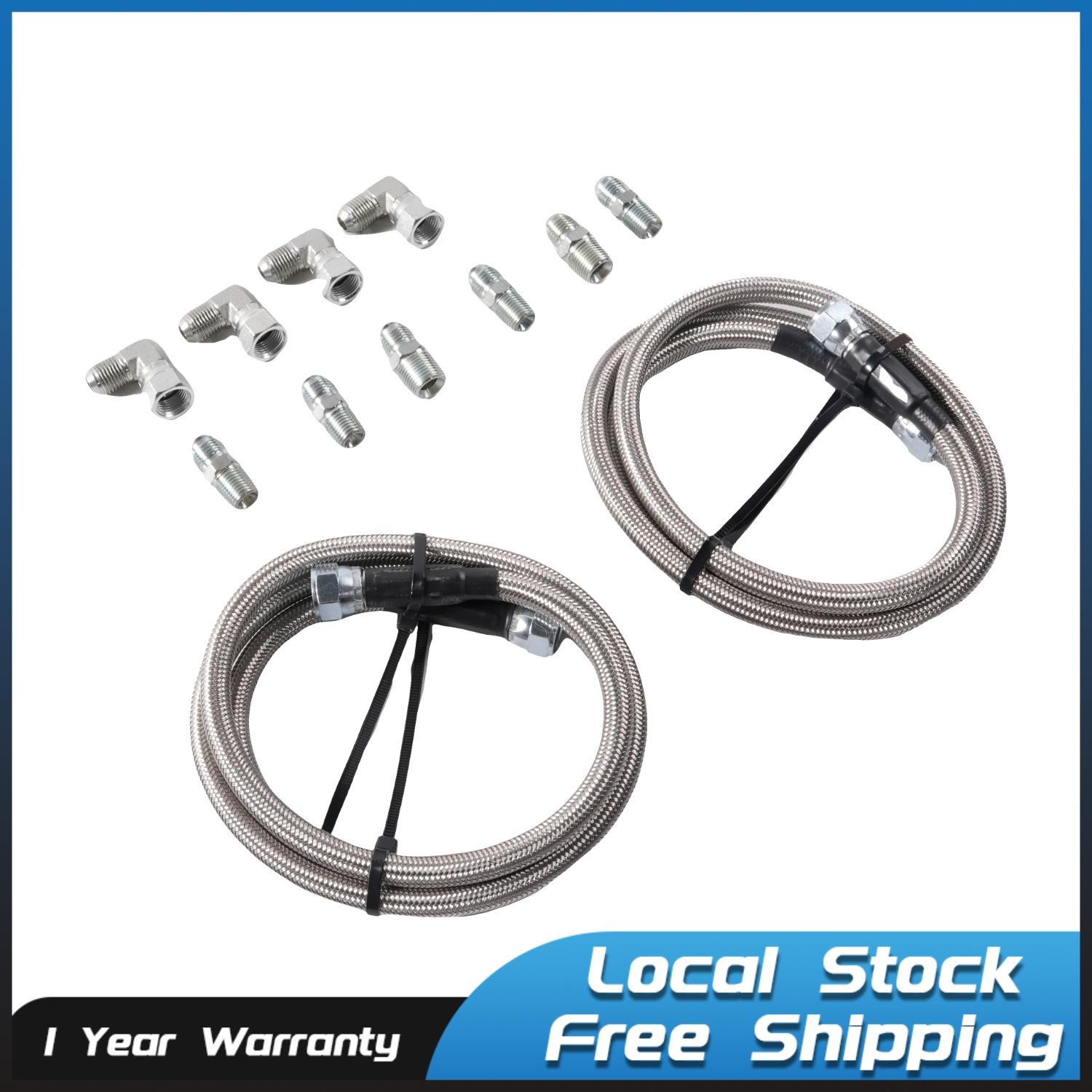 Fit For TH350 700R4 TH400 52″ Length SS Braided Transmission Cooler Hose Lines