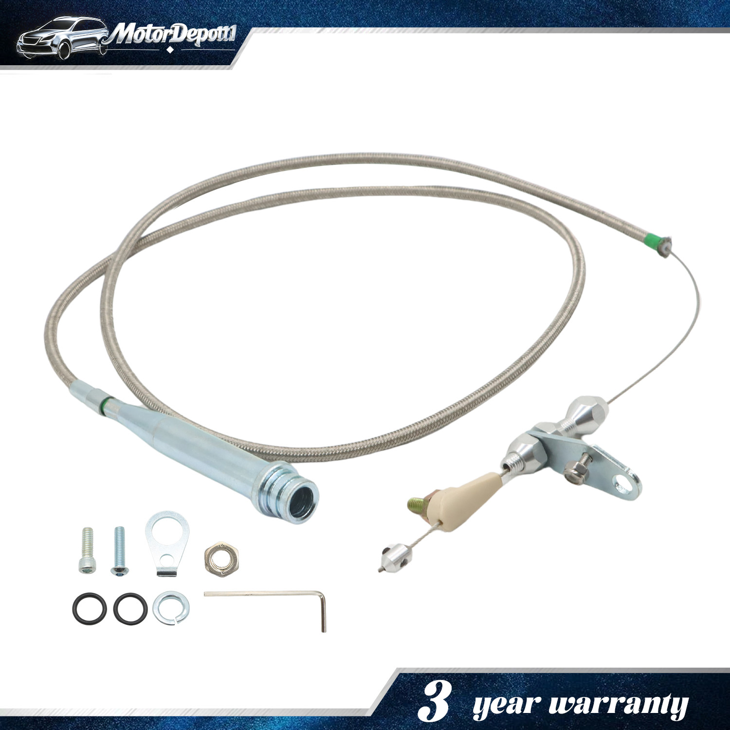 For GM TH350 SBC BBC Stainless Steel Braided Transmission Kick Down Detent Cable