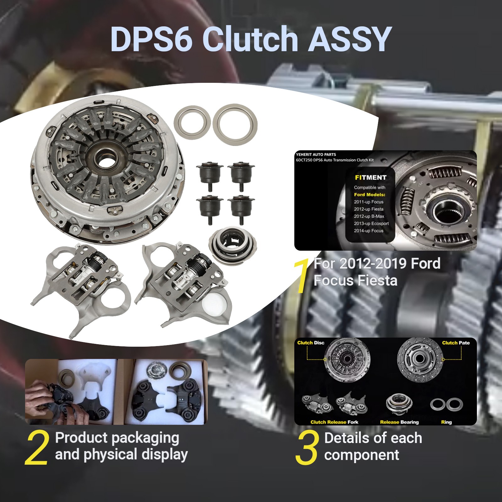 Transmission Dual Clutch Fork Kit For 2012-2019 Ford Focus Fiesta # 6DCT250.DPS6