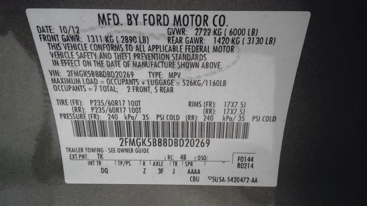 Automatic Transmission 6 Speed VIN 8 8th Digit AWD Fits 13 FLEX 1650203