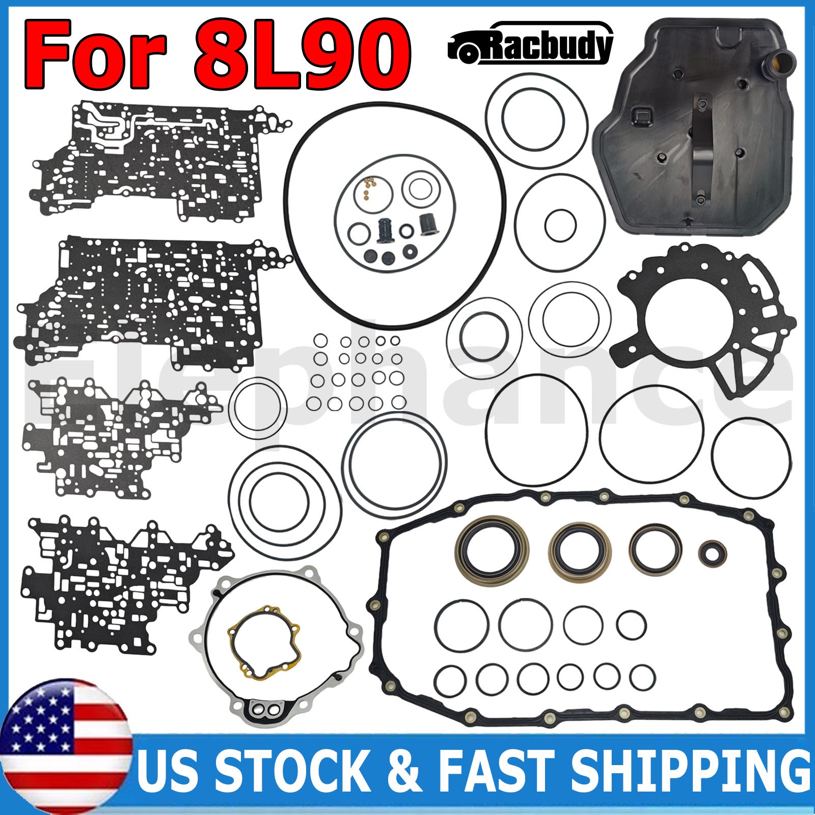 8L90 Transmission Overhaul Gasket Seal Rebuild Kit+Filter for GMC Cadillac 15-Up