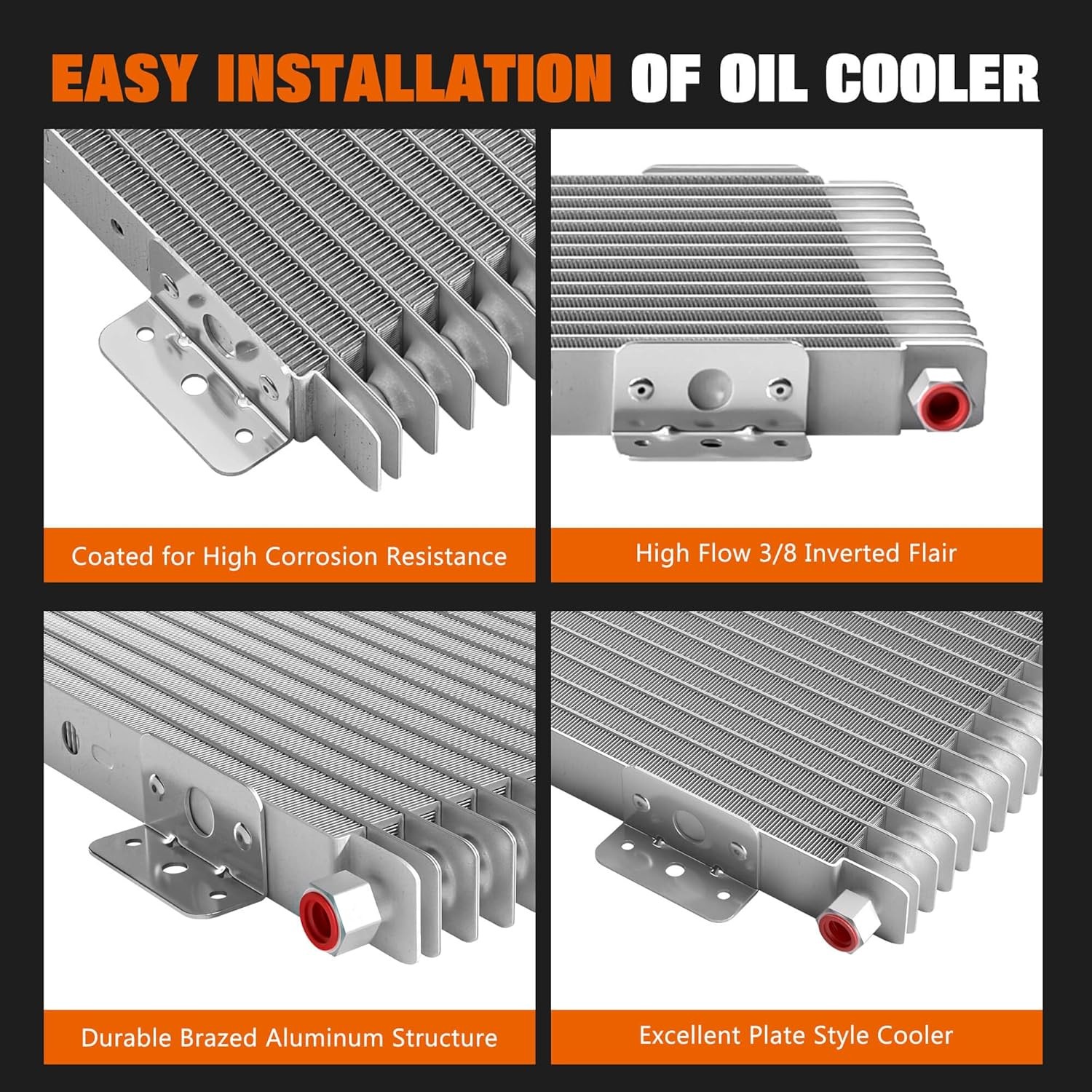 40,000 GVW Transmission Oil Cooler Low Pressure Drop Silver OC-47391 LPD47391