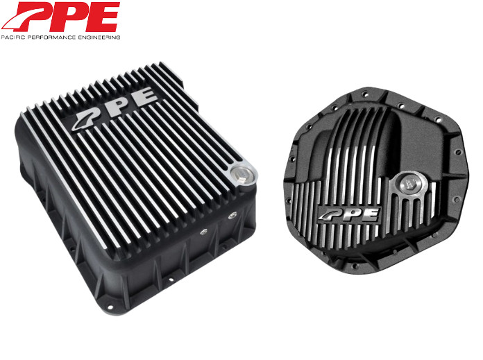 PPE Deep Brushed Transmission Pan & Rear Diff Cover For 01-19 GM 6.6L Duramax
