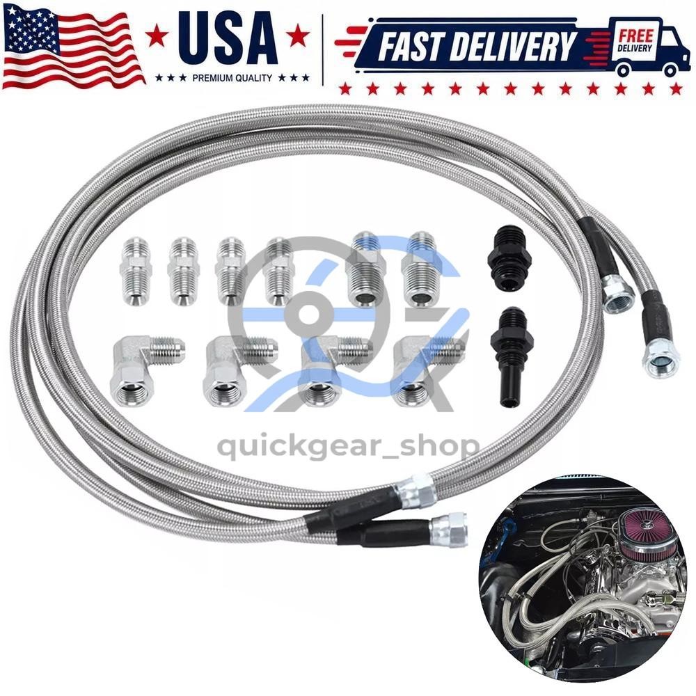 For GM 4L60E 4L80E Flexible SS Braided Transmission Cooler Lines Kit -6AN Hose