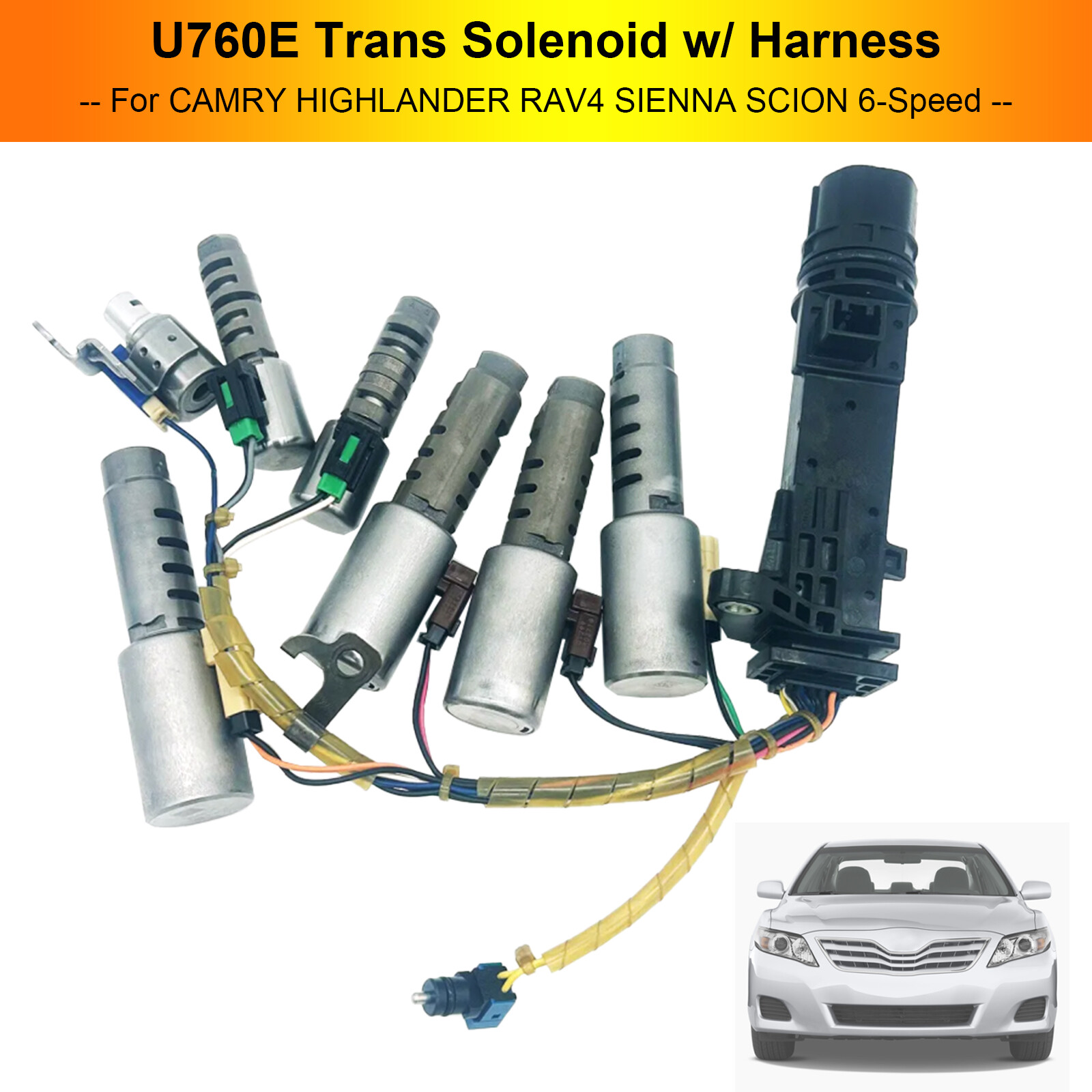 U760E Trans Solenoid w/ Harness For CAMRY HIGHLANDER RAV4 SIENNA SCION 6-Speed