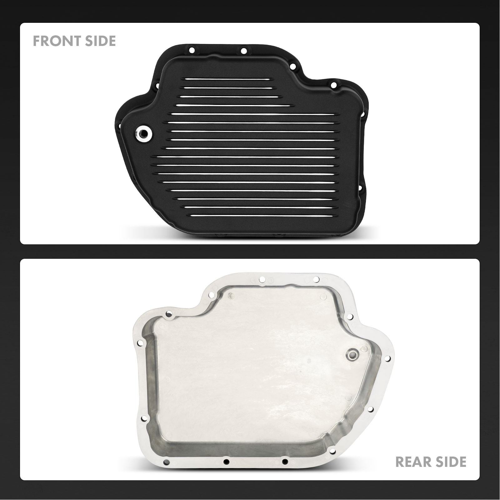 New Finned Aluminum Transmission Oil Pan for GM TH400 2-3/8 Inch Pan Depth Black