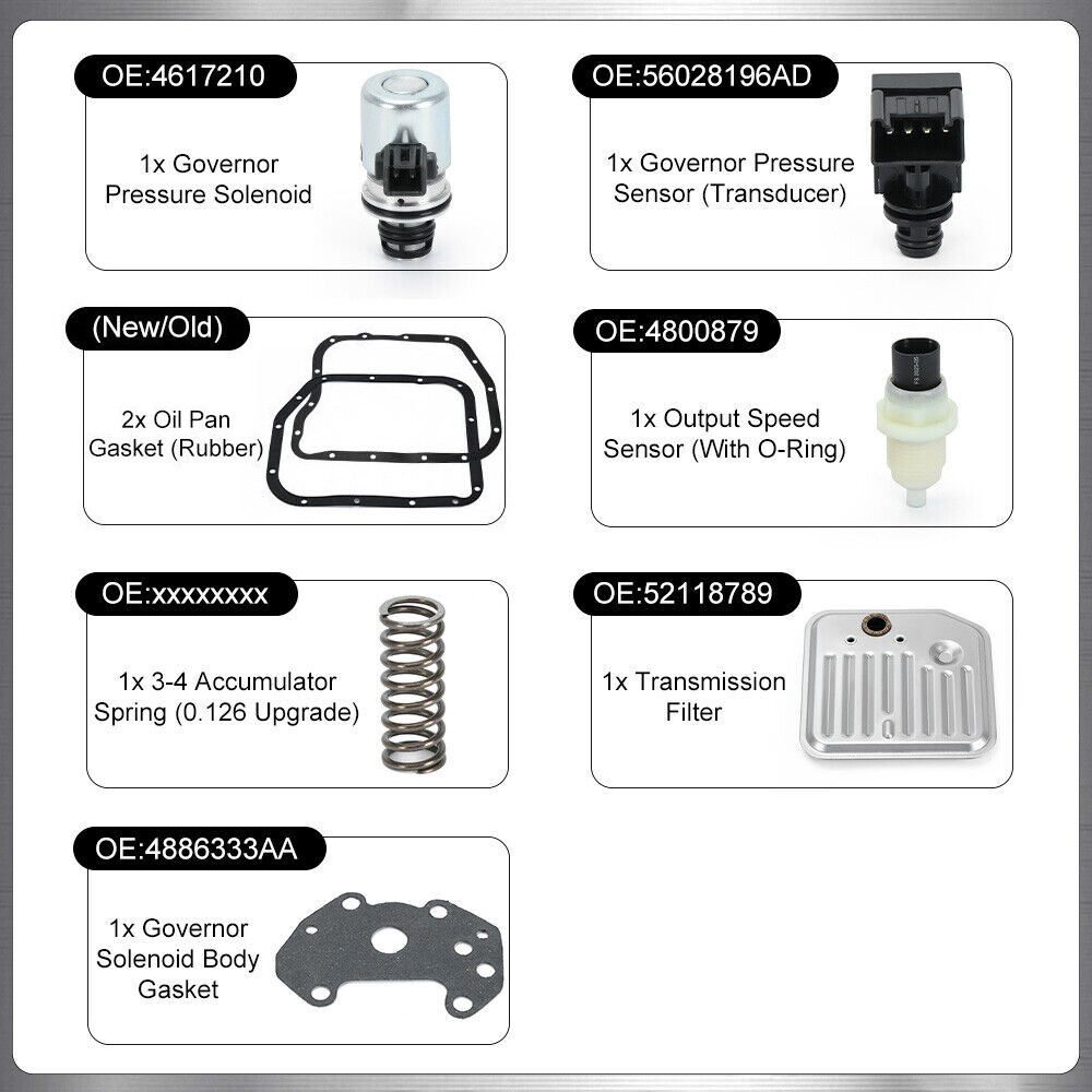 For 2000-Up A518 46RE 48RE Transmission Filter Kit w/ Solenoid & Sensor Set