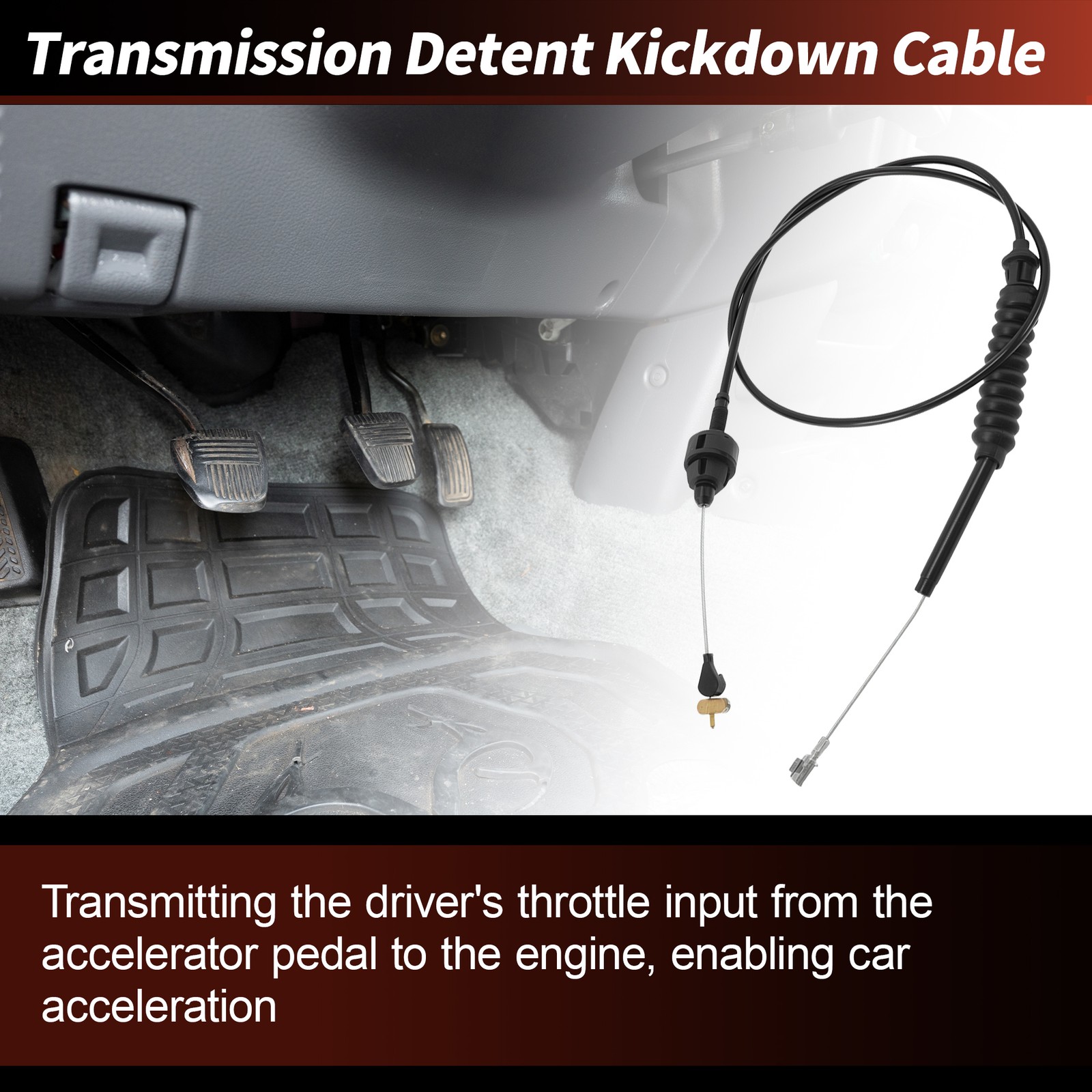 F2TZ-7F042-A Transmission Detent Kickdown Cable for Ford F-150 F-250 E-150 87-93