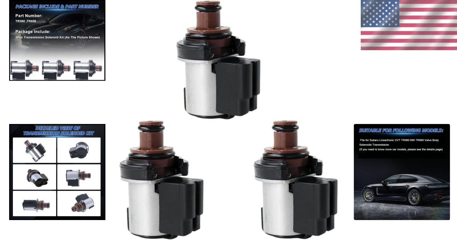 3pc Set TR580 Torque Converter Solenoid Valves for Subaru Transmission Kits