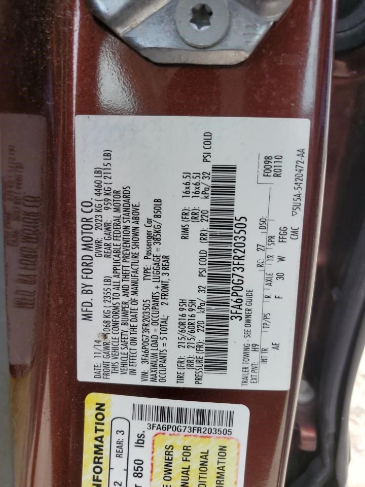 Automatic Transmission 2.5L Fits 13-15 FUSION 363363
