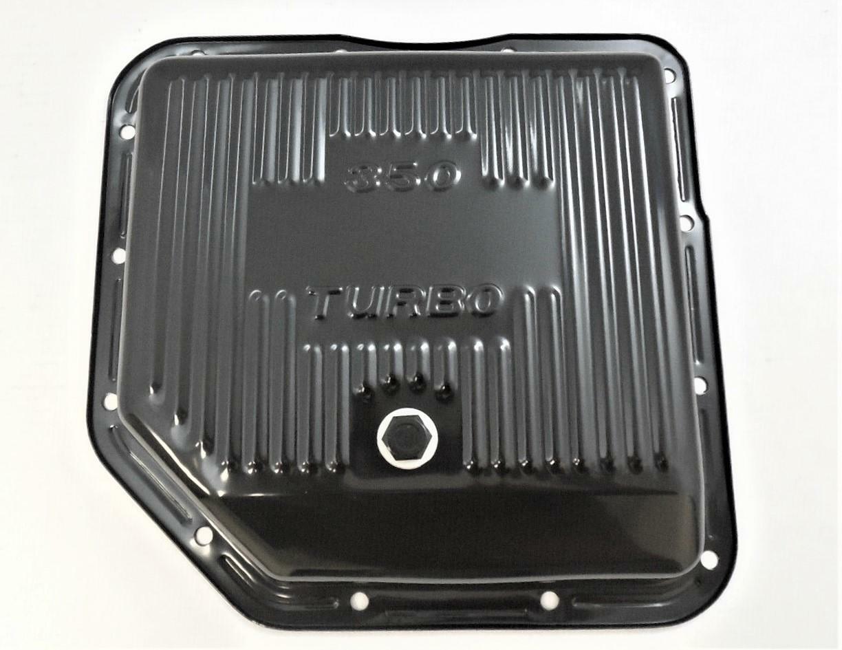 GM Transmission Pan Turbo 350 TH350 Stock Chevy GMC Stock Capacity Steel Black