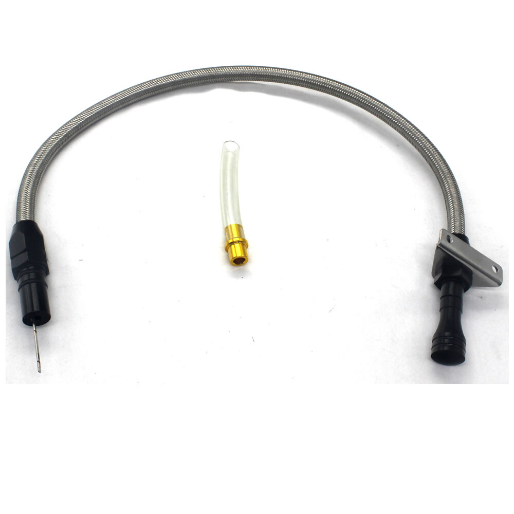 For Chevy GM TH-350/TH-400 Flexible Transmission Dipstick Firewall Mount Black