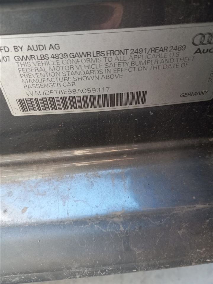 Automatic Transmission AWD Quattro 6 Speed 2.0L Fits 06-08 AUDI A4 129089
