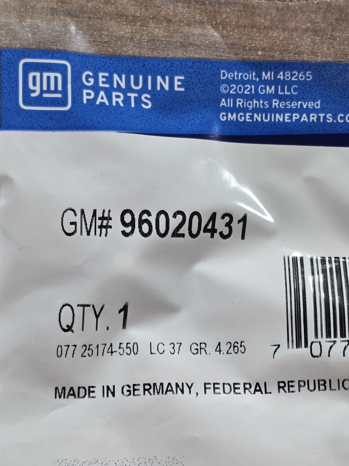 96020431 Genuine GM Automatic Transmission Control Valve Body Check Valve