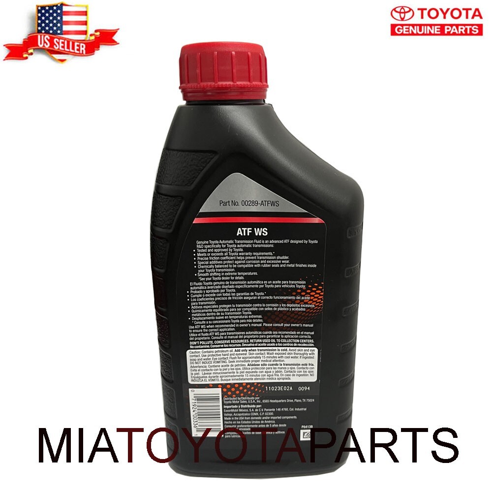 2 Quarts Genuine Toyota OEM ATF WS Automatic Transmission Fluid 00289-ATFWS Oil