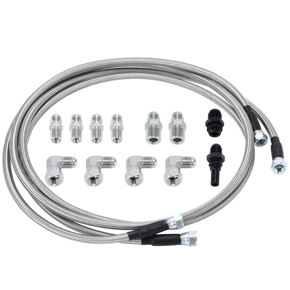 Kit For 4L60E 4L80E Flexible SS Braided Transmission Cooler Lines Kit -6AN Hose