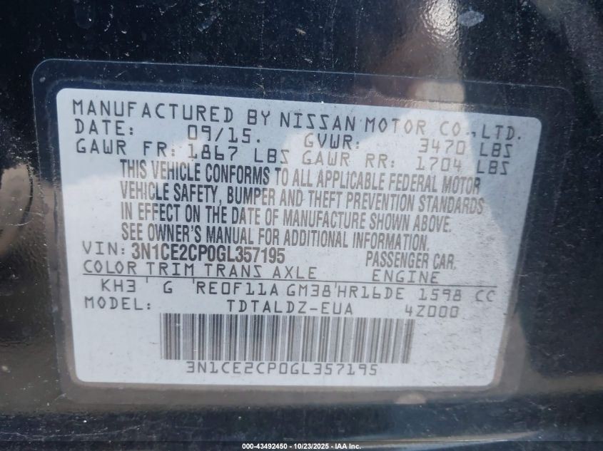 Automatic Transmission CVT RE0F11A Hatchback Note Fits 15-16 VERSA 401276