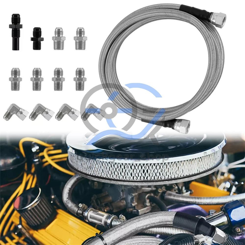 For GM 4L60E 4L80E Flexible SS Braided Transmission Cooler Lines Kit -6AN Hose