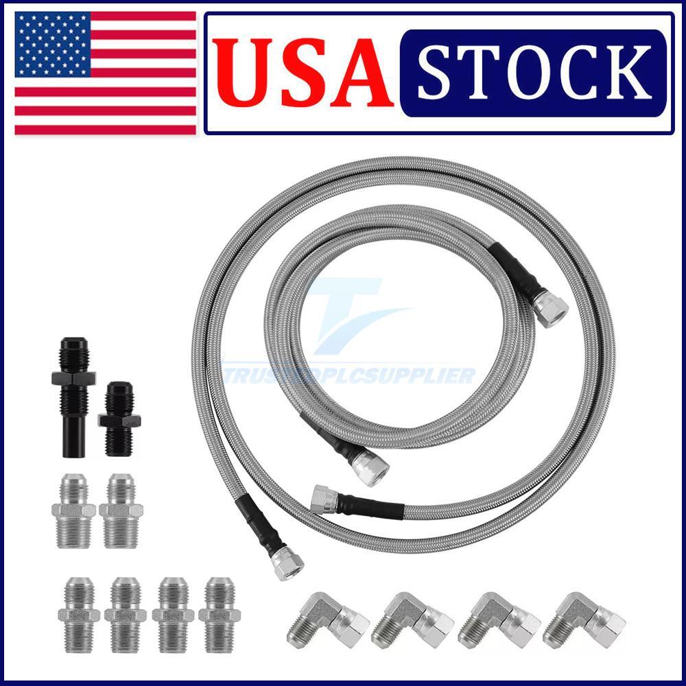 For GM 4L60E 4L80E Flexible SS Braided Transmission Cooler Lines Kit -6AN Hose