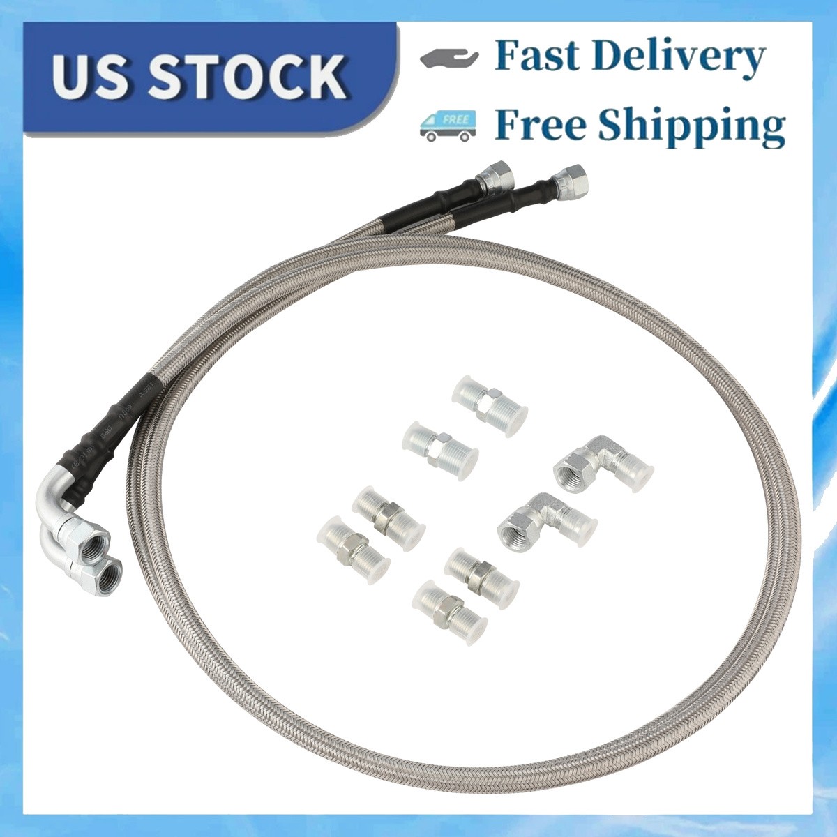 SS Braided Transmission Cooler Hose Fits For TH350 700R4 TH400 52″ USA NEW US