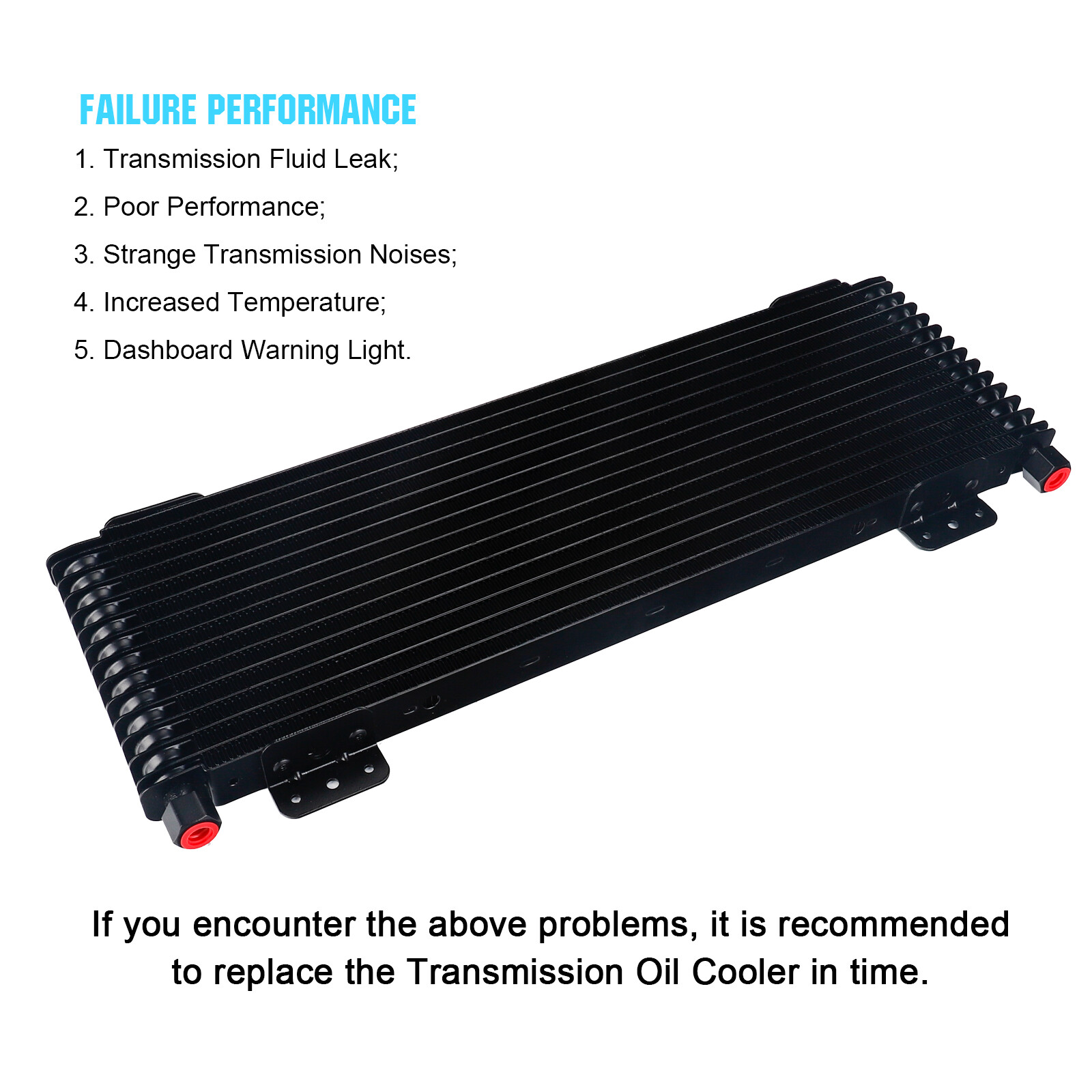 Black Transmission Oil Cooler Low-Pressure Drop 40,000 40K GVW Max LPD47391