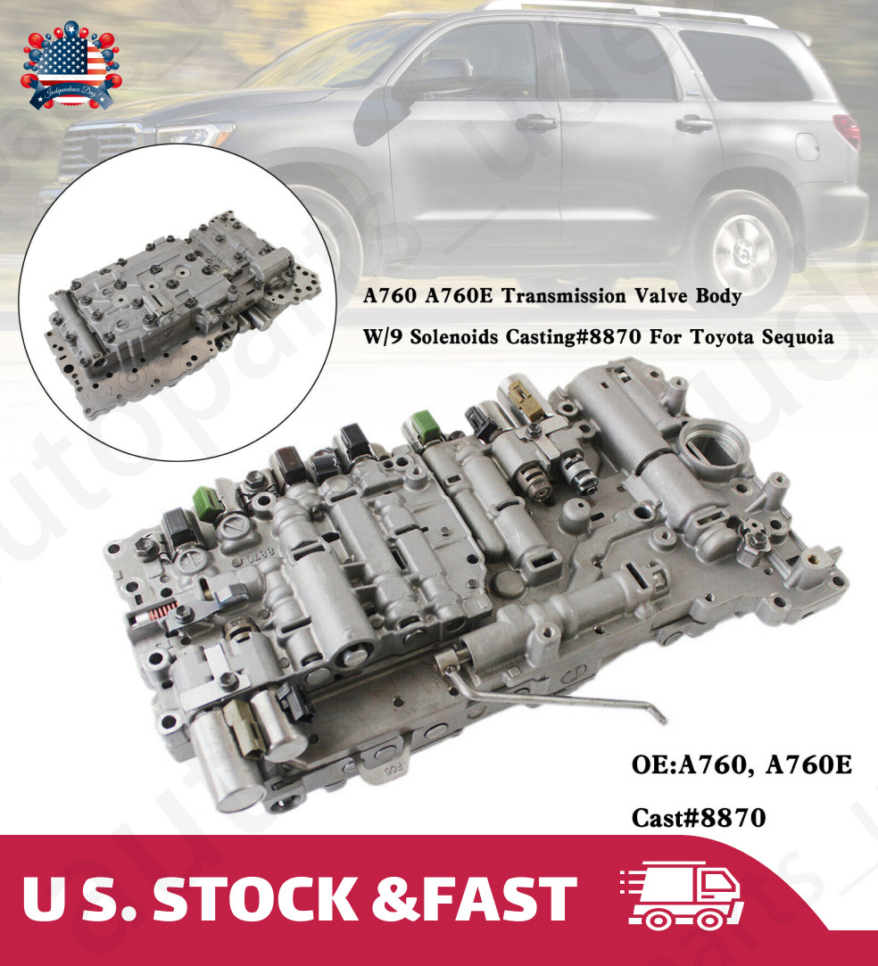 A760 A760E Transmission Valve Body W/9 Solenoids Casting#8870 For Toyota Sequoia
