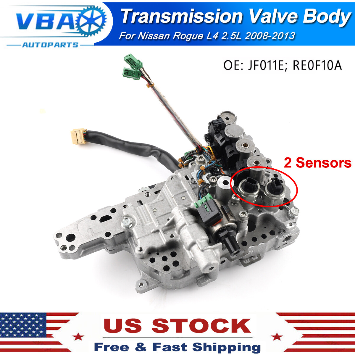For Nissan Rogue L4 2.5L 2008-2013 CVT Valve Body & Stepper Motor JF011E RE0F10A