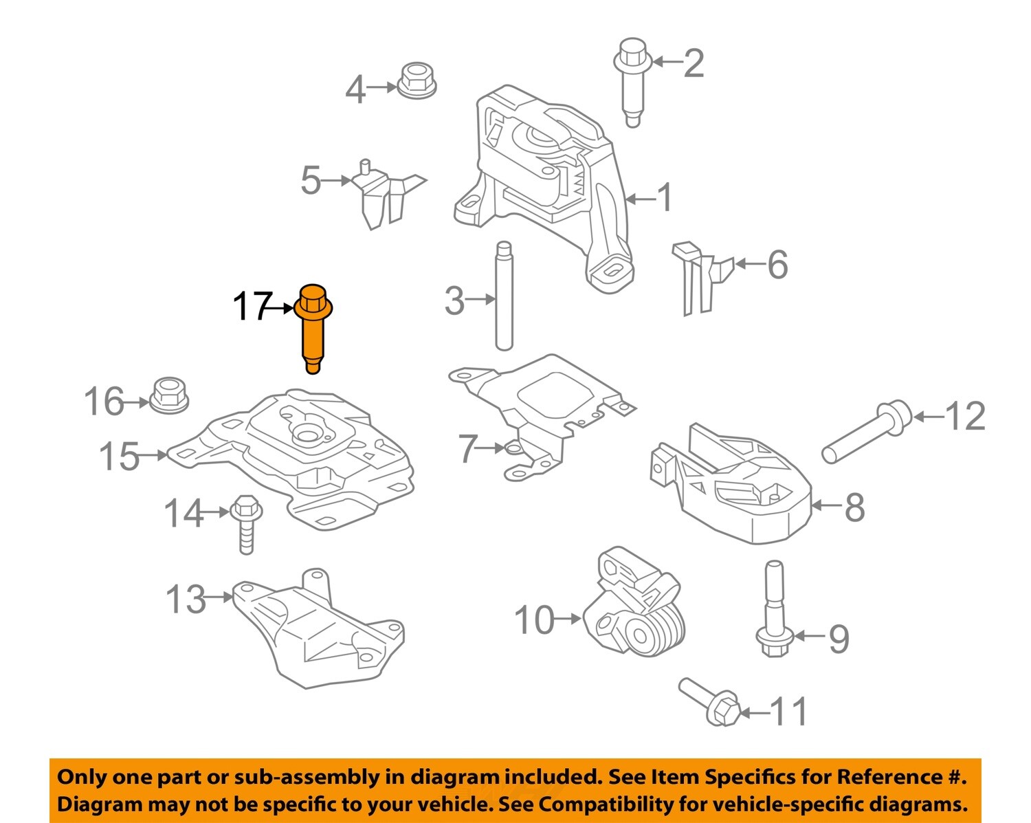 FORD OEM 12-23 Escape Engine Trans Mounting-Upr Trans Mount Bolt W500361S442