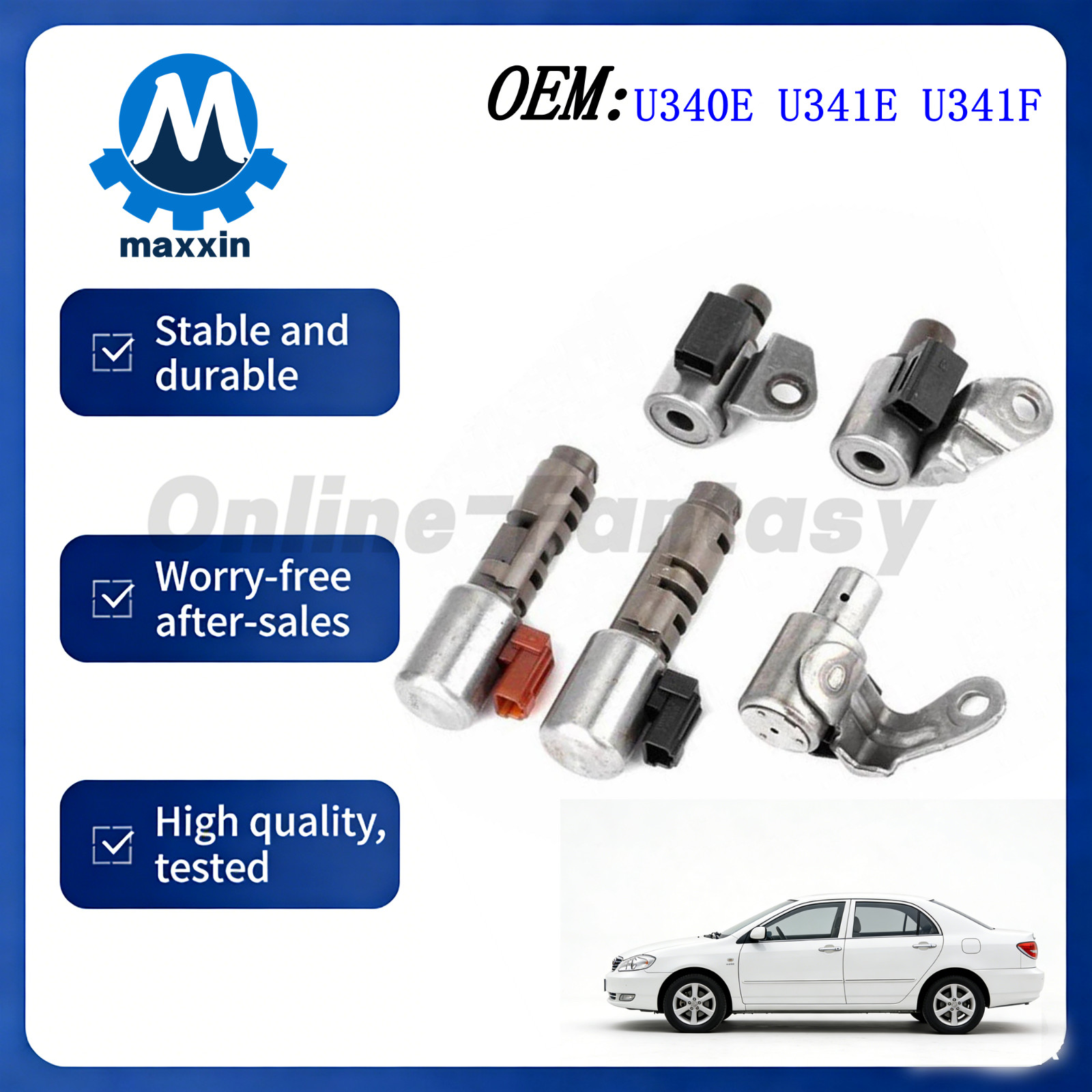 5 Pcs U340E U341E U341F CTV Transmission Solenoid Kit for Toyota Corolla 2008-On