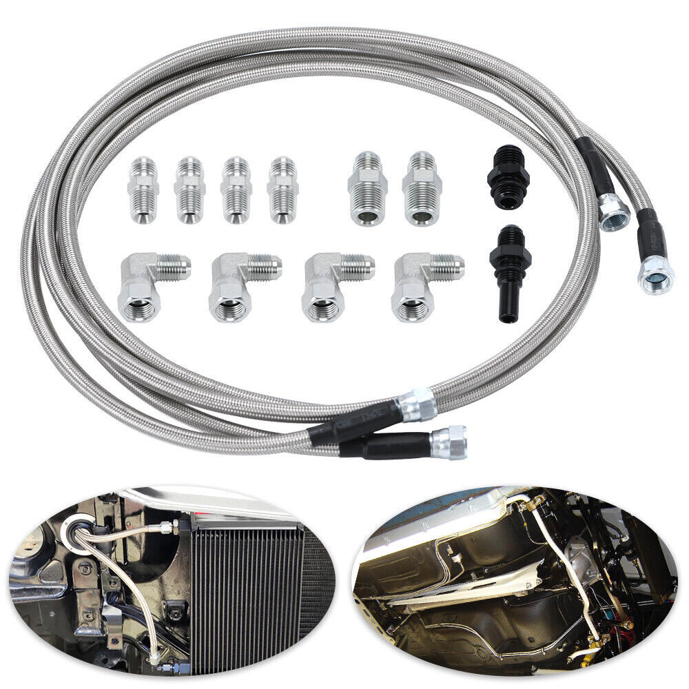 SS Braided New Automatic Transmission Cooler Line Kit -6AN for GM 6L80E 4L90E