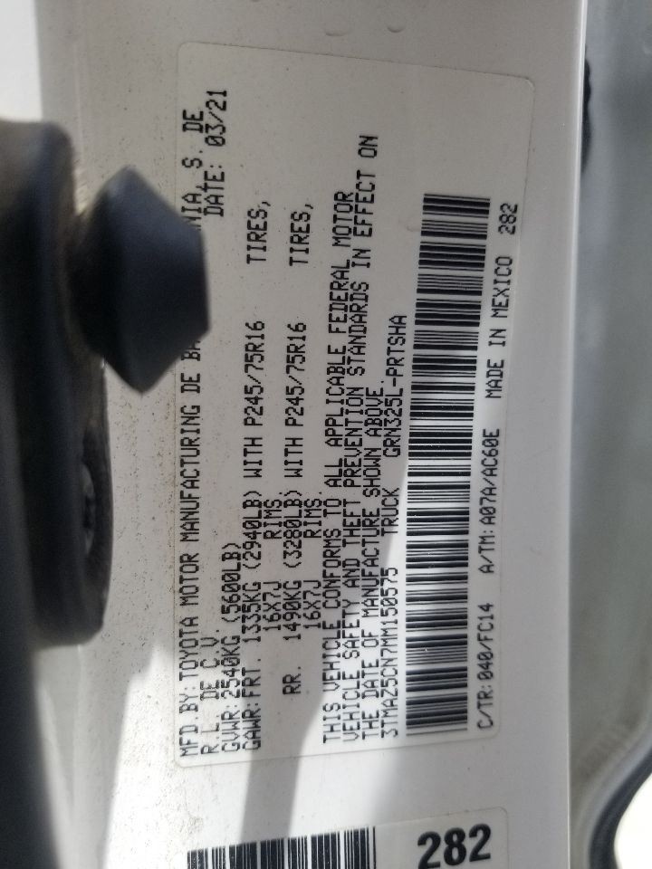 Automatic Transmission 2WD 6 Cylinder 4X2 3.5L V6 2021 TOYOTA TACOMA 85K MILES
