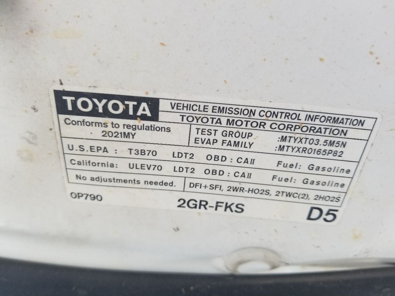 Automatic Transmission 2WD 6 Cylinder 4X2 3.5L V6 2021 TOYOTA TACOMA 85K MILES
