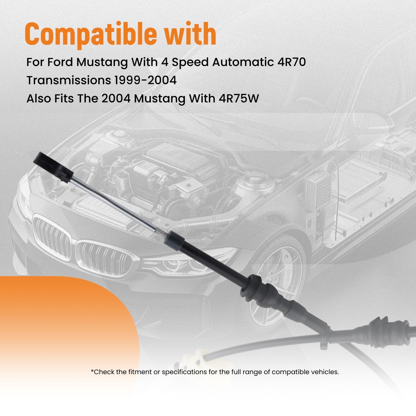 Automatic Shift Cable for Ford Mustang 1999-2004 4R70 140cm XR3Z7E395AA Black