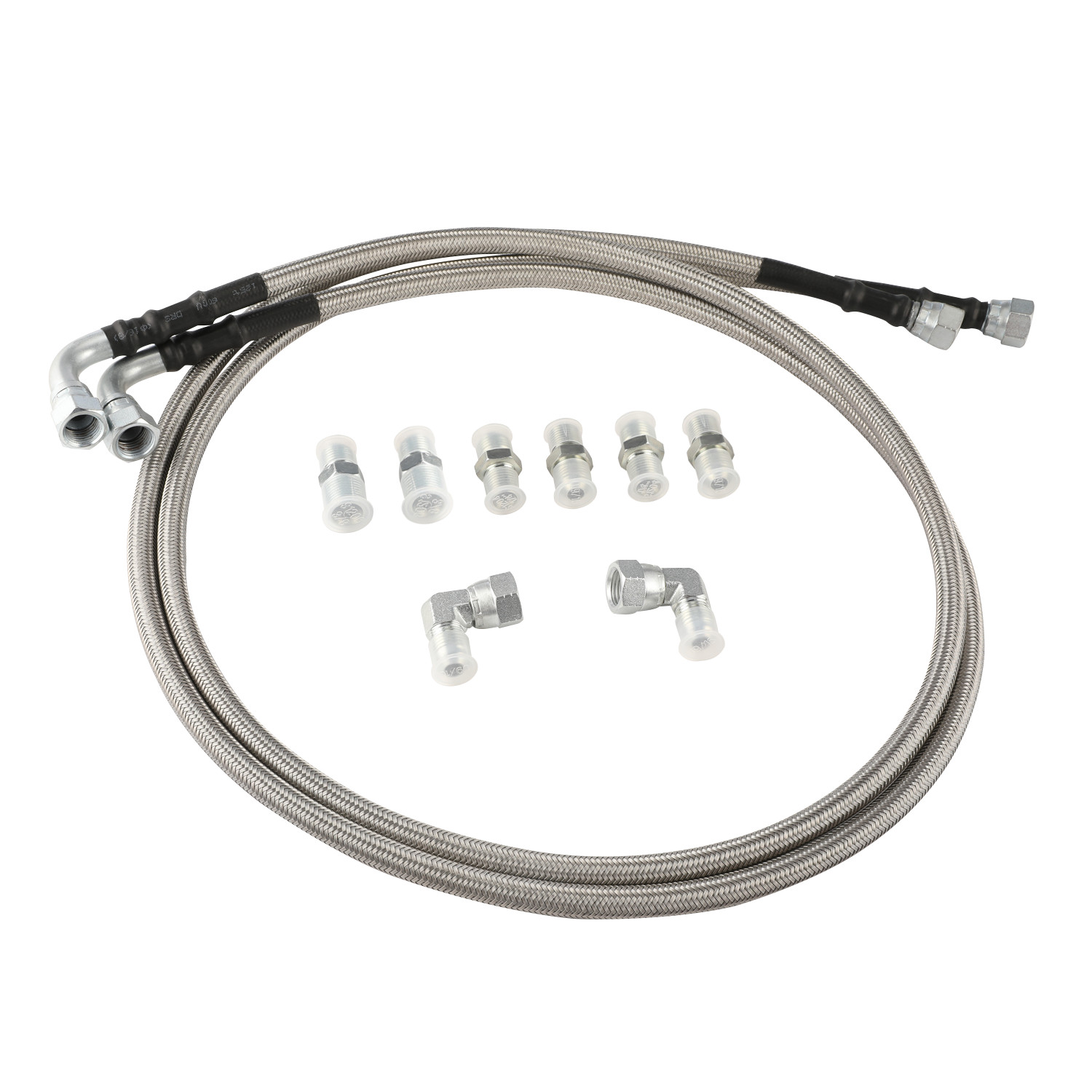 52″ SS Braided Transmission Cooler Lines Kit Fit Chevy Ford Mopar GM GMC Buick