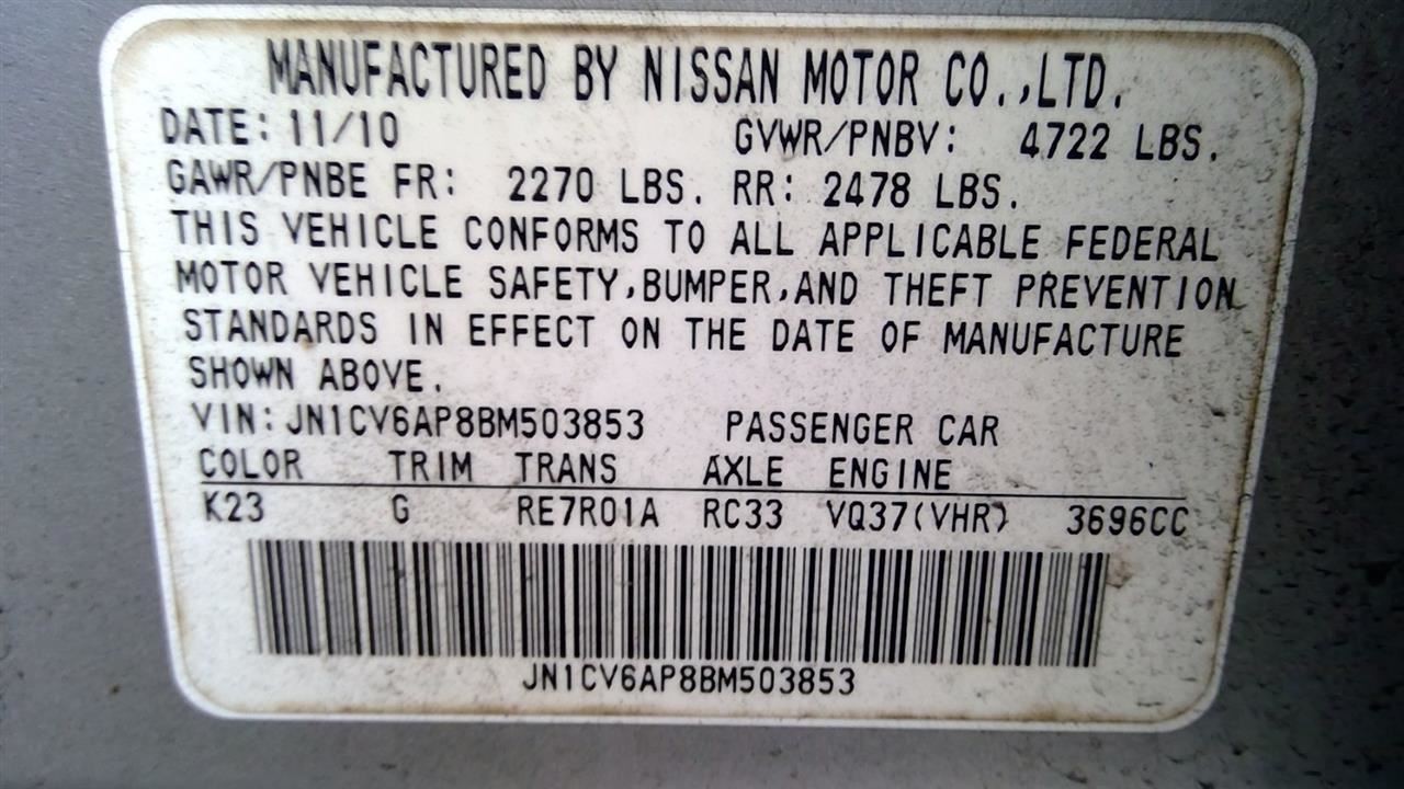 Automatic Transmission 7 Speed Sedan RWD Fits 11 INFINITI G37 6551248