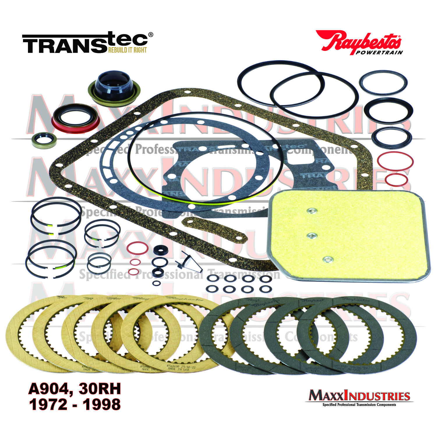 A904 TF6 Transmission Rebuilt Kit Transtec Master Kit less Steels 1972 – 1998