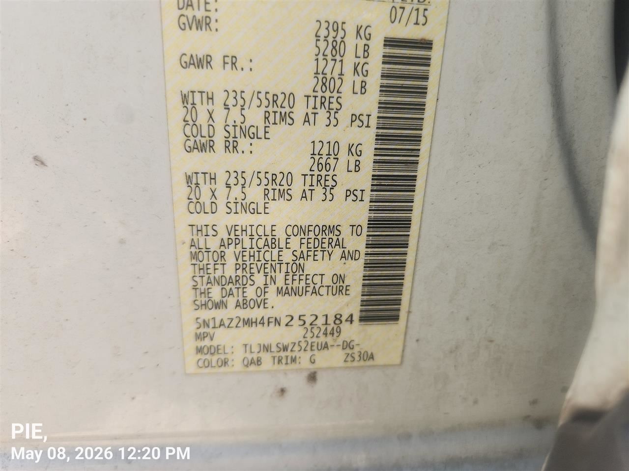 TRANSMISSION OEM 15-20 NISSAN MURANO 1YR WRNTY