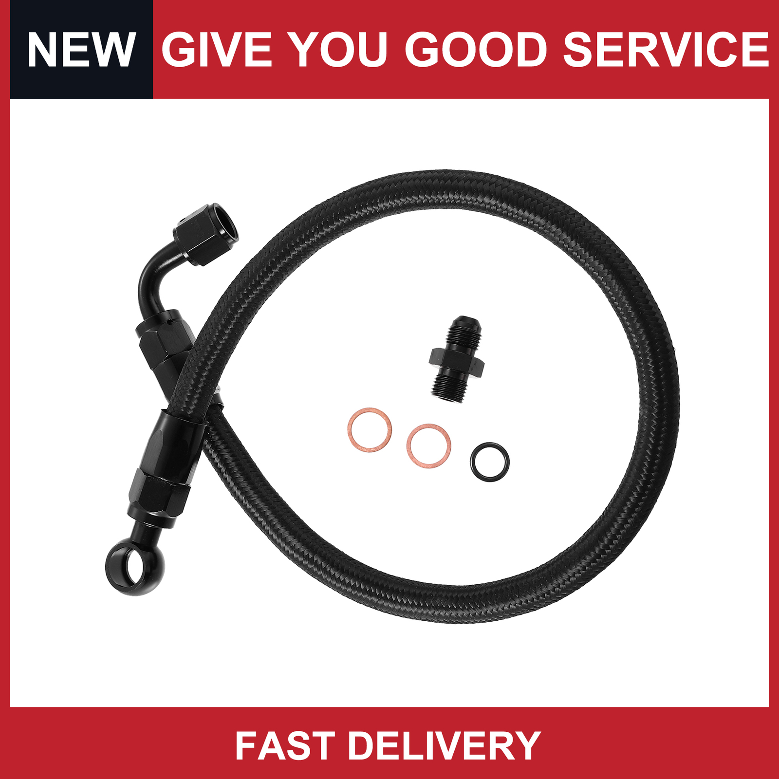 Pack of 1 For Honda Accord DX EX LX SE 90-02 Car Braided Fuel Line Hose Black