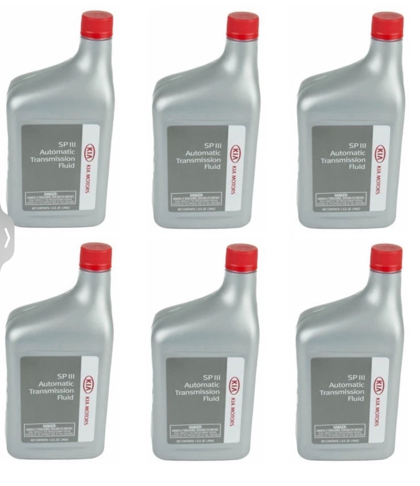 Kia Genuine SPIII SP3 Automatic Transmission Fluid Pack of 6 Quarts UM010-CH002
