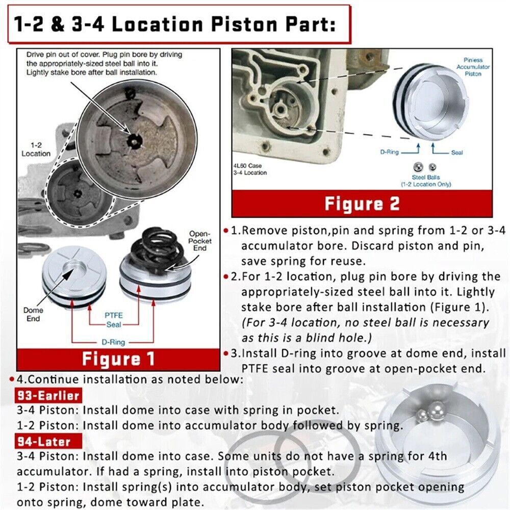 For 4L60E 4L65E 4L70E Sonnax FWD 1-2/3-4 Pinless Forward Accumulator Piston Kit