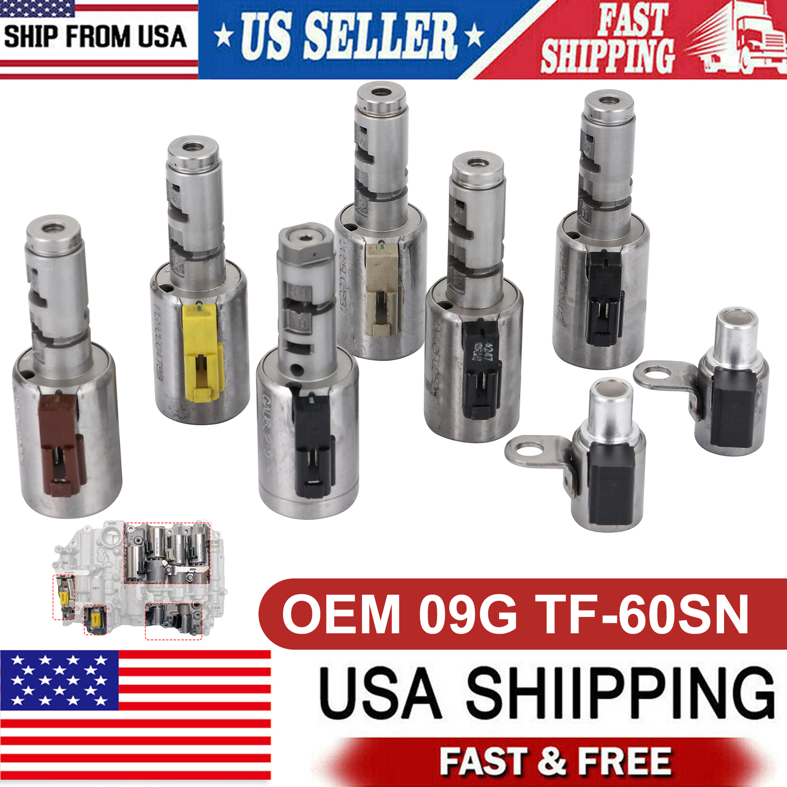 6-speed FWD Transmission Solenoids 8pcs For Golf 2007 2008 2009 2010 2011